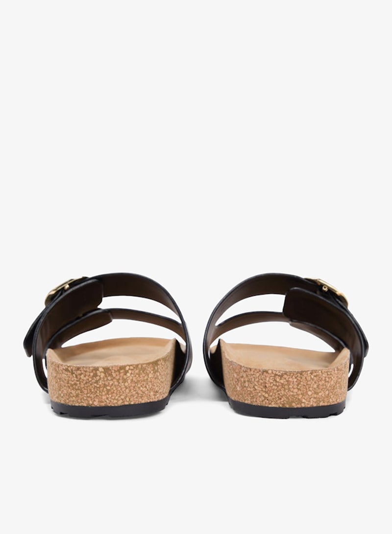 TOMMY HILFIGER Leather Double Strap Cork Sandals - Image 4